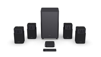 Système Home Cinéma Hisense HT SATURN Tuned by Devialet 4.1.2 CH sans fil avec 4 enceintes satellites + caisson de basses sans fil - vue 2