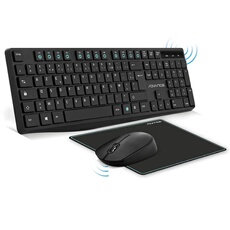 Advance - Clavier, souris et tapis de souris - sans fil - 2.4 GHz - AZERTY - Français - noir