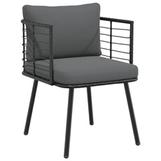 Vidaxl Noir Chaise De Jardin Avec Coussins Résine Tressée
