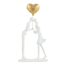 Generique Blanc Statuette Déco Couple Bisous "Cour" 30Cm