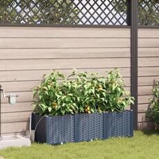 Jardinières avec système d irrigation 3 pcs Gris