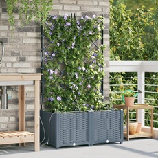 VIDAXL - Jardinière avec système d'arrosage - Lot de 2 - Gris clair