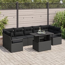 VIDAXL - Salon de Jardin - 8 Pièces - Résine Tressée - Noir