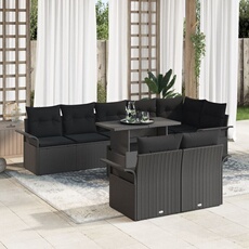 Vidaxl Noir Ensemble De Canapés De Jardin 9 Pièces Avec Coussins Poly Rattan