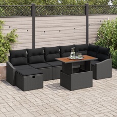 vidaXL - Salon de jardin 8 pièces - Résine tressée - Noir