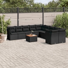 Vidaxl Noir Salon De Jardin Modulable Rotin 11 Pieces 10 Personnes