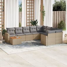 VIDAXL - Salon de jardin modulable - Résine tressée - 10 pièces - 9 personnes - Beige