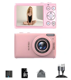 Appareil photo compact szsmart Appareils photo numériques CDC1 Caméras numériques Léger et portable 32GB Rose
