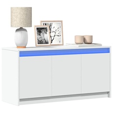 Vidaxl Blanc Meuble Tv Avec Led 100X34x50 Cm Bois D Ingénierie