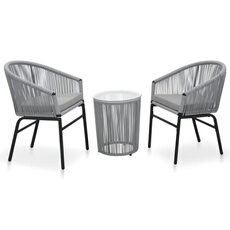 vidaXL - Salon de jardin 3 pièces - 2 personnes - Noir