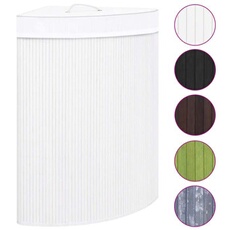 Panier à linge d'angle Bambou Blanc 60 L