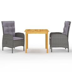 vidaXL - Ensemble à manger de jardin - Bois Massif - 3 pièces - Gris