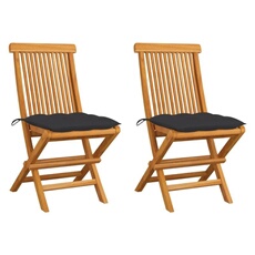 Vidaxl Chaises De Jardin Et Coussins Anthracite Lot De 2 Bois De Teck
