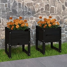 VIDAXL - Jardinière - Bois massif de pin - 40x40x52,5 cm - Noir