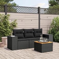 VIDAXL - Salon de jardin modulable - Résine tressée - Noir - 3 personnes - 4 pièces