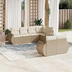 VIDAXL - Salon de jardin modulable - Rotin - 7 personnes - Beige
