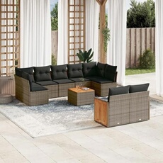 VIDAXL - Salon de jardin - 9 places - Gris