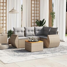 VIDAXL - Salon de jardin modulable - Résine tressée - Beige - 4 personnes