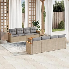 VIDAXL - Salon de jardin modulable - Résine tressée - 9 pièces - 8 personnes - Beige
