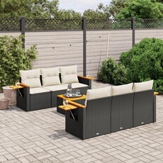 VIDAXL - Salon de jardin modulable - 6 personnes - 7 pièces - Noir