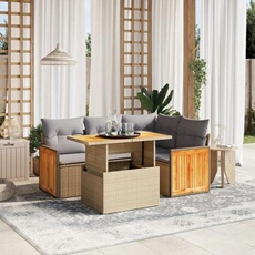 vidaXL - Salon de jardin modulable - 5 pièces - Résine tressée - Beige