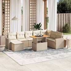 Vidaxl Beige Salon De Jardin Avec Coussins 9 Pcs, Canapés De Terrasse, Ensemble De Meubles De Patio, Mobilier D'extérieur, 3271450