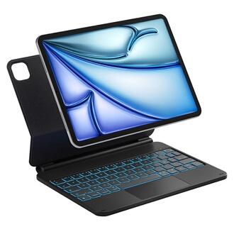 Coque Clavier Bluetooth Pour IPad Air 11 Pouces (M3/M2) - AZERTY Français, Magnétique, Détachable, Bleu Ciel
