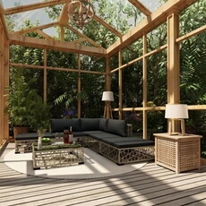 VIDAXL - Salon de jardin modulable - Résine tressée - Gris - 6 pièces - 5 personnes