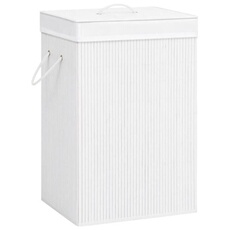 Panier à linge avec 2 sections bambou blanc 72 L 320743