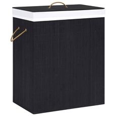 Panier à linge avec 2 sections bambou noir 100 L 320746