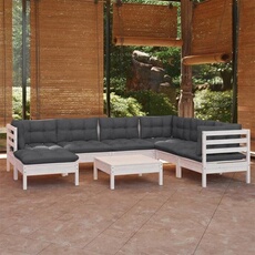 VIDAXL - Salon de Jardin Modulable - Bois Massif - Gris - 8 Personnes