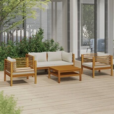 VIDAXL - Salon de jardin modulable - Bois massif - Beige - 4 personnes
