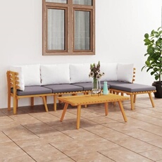 VIDAXL - Salon de jardin modulable - Bois massif - Gris - 5 personnes