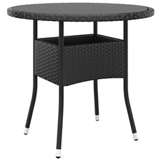 VIDAXL - Table de jardin - Résine tressée - Noir - 80x75 cm