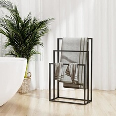 Porte-serviettes sur pied Noir 48x24x79 cm Fer 343090