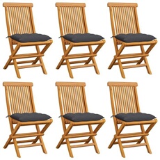 Vidaxl Chaises De Jardin Avec Coussins Anthracite 6 Pcs Bois De Teck