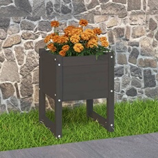 VIDAXL - Jardinière - Bois de Pin Massif - Gris - 40x40x52,5 cm