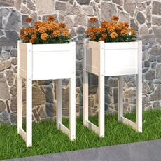VIDAXL - Jardinière - Bois massif de pin - 40x40x81 cm - Blanc - Lot de 2