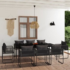 Vidaxl Noir Ensemble De Salle À Manger De Jardin, 9 Pcs,