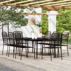 Vidaxl Noir Ensemble De Salle À Manger De Jardin 9 Pcs