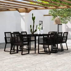 Vidaxl Noir Ensemble De Salle À Manger De Jardin, 9 Pcs,