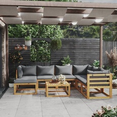 VIDAXL - Salon de jardin modulable - Bois massif - 8 personnes - Gris