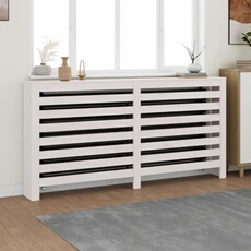 822607 Cache-radiateur Blanc 169x19x84 cm Bois massif de pin