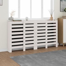 Cache-radiateur en bois massif de pin - - Blanc - Etagère pratique - Design moderne à lattes