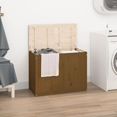 Boîte à linge Marron miel 88,5x44x66 cm Bois massif de pin 823572