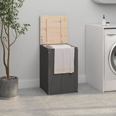 Boîte à linge Gris 44x44x66 cm Bois massif de pin 823566