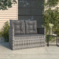 vidaXL - Banc de jardin - Résine tressée - 105 cm - Gris