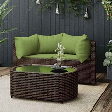 Vidaxl Vert Salon De Jardin Modulable Resine Tressee 3 Pieces 78.0 X 53 X 29 2 Personnes