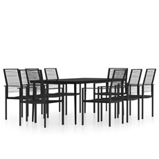 Vidaxl Noir Ensemble De Salle À Manger De Jardin, 9 Pcs
