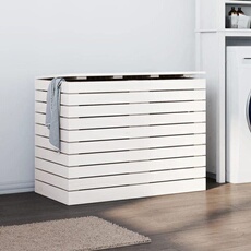 Panier à linge blanc 88,5x44x66 cm bois massif de pin 832320